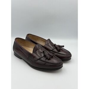 Cole Haan Tassel Loafers Mens 10 3E Burgundy Leather Preppy Old Money Dress Shoe